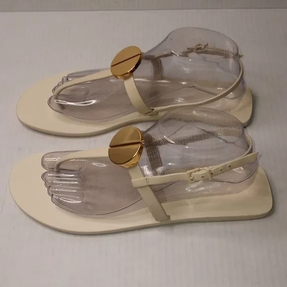 Mercades Castillo Bone Drew Thong T-Strap Leather Sandals