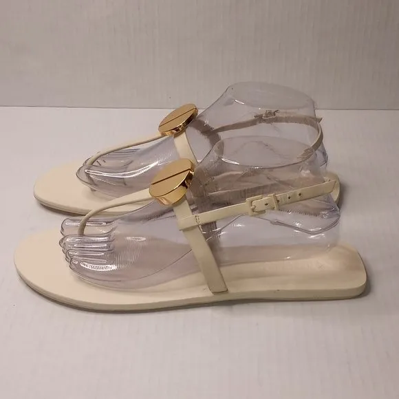 Mercades Castillo Bone Drew Thong T-Strap Leather Sandals