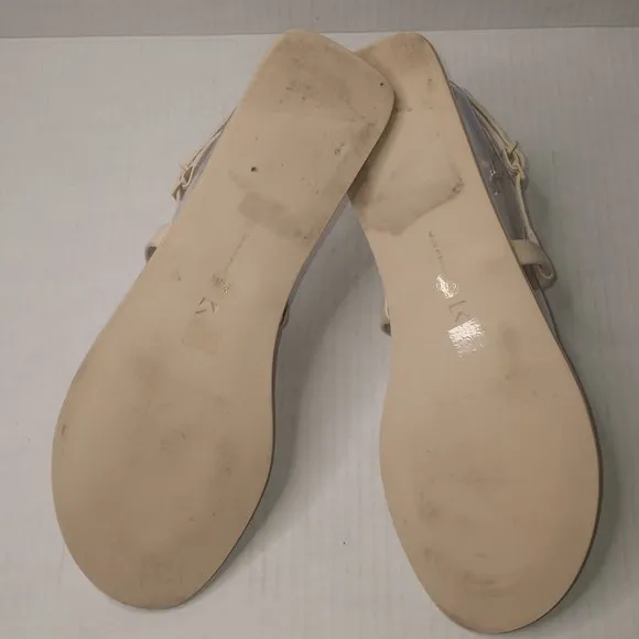 Mercades Castillo Bone Drew Thong T-Strap Leather Sandals