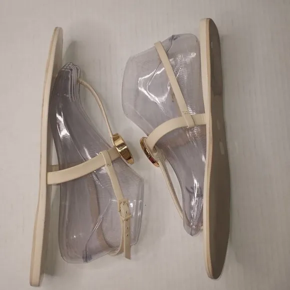 Mercades Castillo Bone Drew Thong T-Strap Leather Sandals