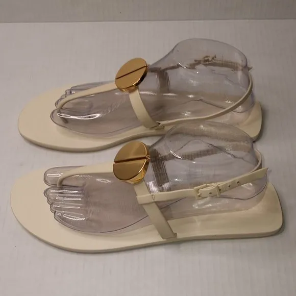 Mercades Castillo Bone Drew Thong T-Strap Leather Sandals