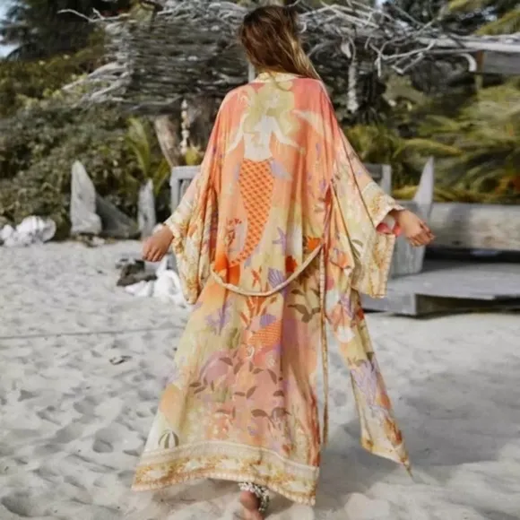 Mermaid Dreams Boho Kimono Duster Robe Coverup