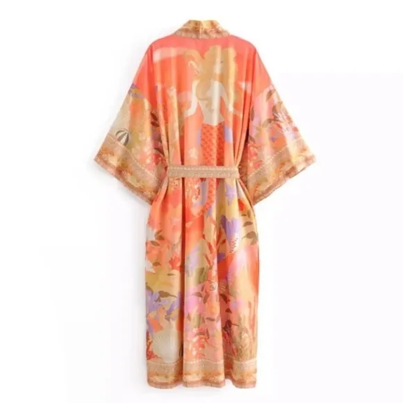 Mermaid Dreams Boho Kimono Duster Robe Coverup