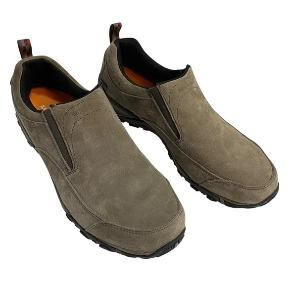 Merrell Brown Loafers Slip-Ons Suede Finish Size 12 Comfortable Shoes Neutral