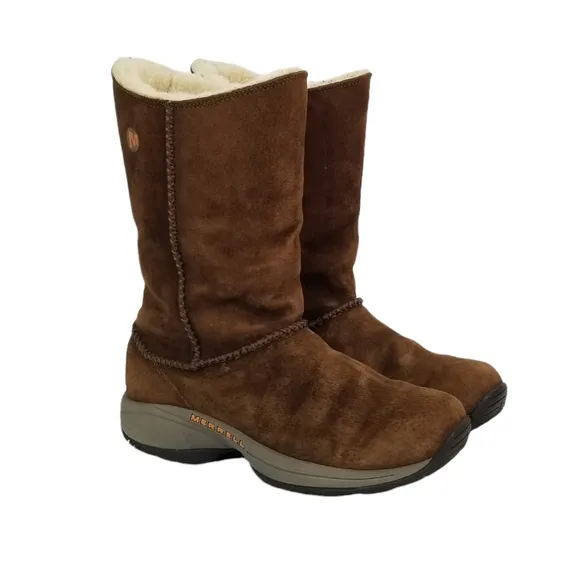 Merrell Womens Primo Stitch High Sherpa Lined Boots in Chestnut Womens Size 7