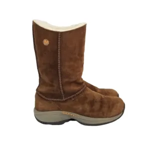 Merrell Womens Primo Stitch High Sherpa Lined Boots in Chestnut Womens Size 7