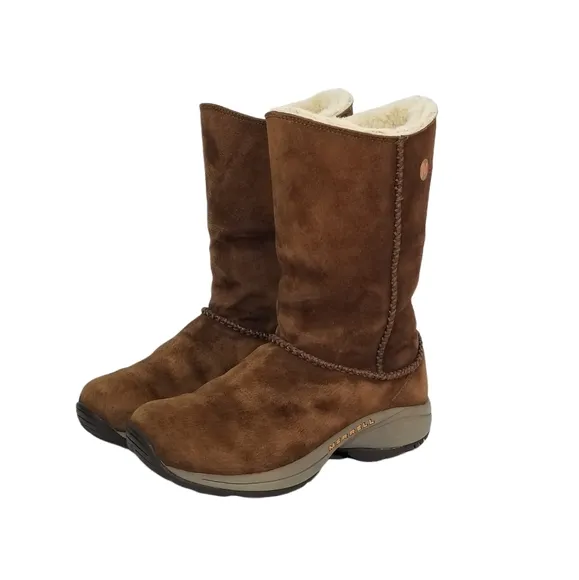 Merrell Womens Primo Stitch High Sherpa Lined Boots in Chestnut Womens Size 7