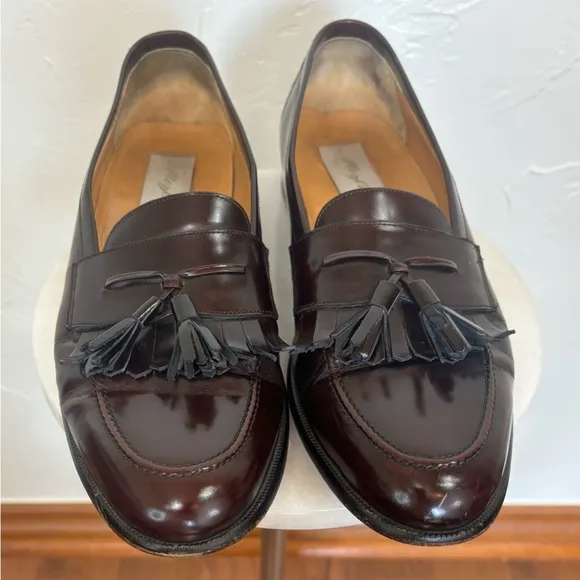 MEZLAN Men's Santander Burgundy Cordovan Loafer Tassel Leather‎ Slip On Sz 10.5