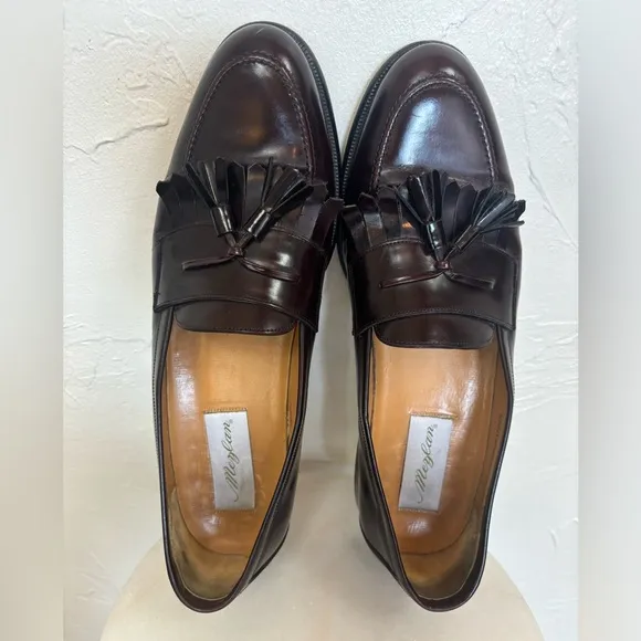 MEZLAN Men's Santander Burgundy Cordovan Loafer Tassel Leather‎ Slip On Sz 10.5