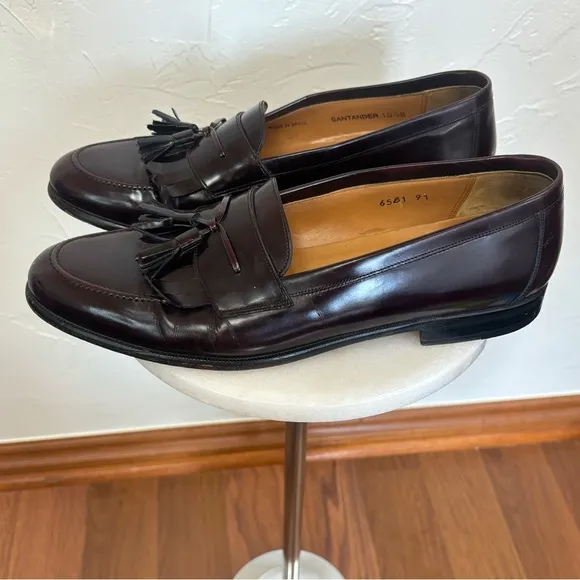 MEZLAN Men's Santander Burgundy Cordovan Loafer Tassel Leather‎ Slip On Sz 10.5