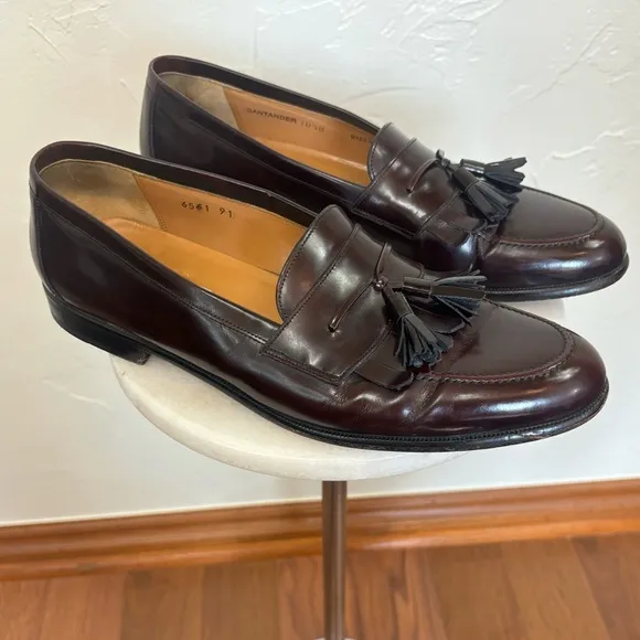MEZLAN Men's Santander Burgundy Cordovan Loafer Tassel Leather‎ Slip On Sz 10.5