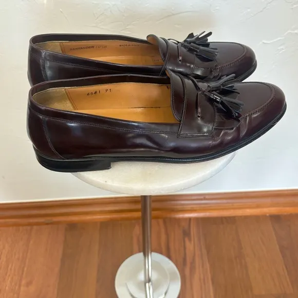 MEZLAN Men's Santander Burgundy Cordovan Loafer Tassel Leather‎ Slip On Sz 10.5