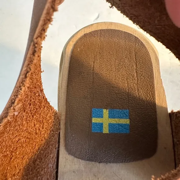 MIA Swedish Clogs Abba Sandals Size 37 US 6.5-7 Luggage Brown Summer Festival