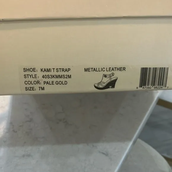 Michael Kors Kami T-Strap Gold Wedge Espadrille Sandals W/Box Sz 7- EUC