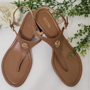 Michael Kors leather T-strap wedge heel sandals women's size 9.5