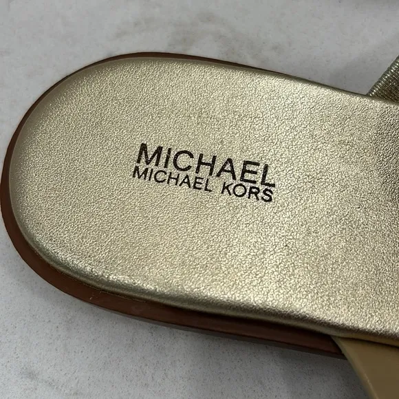 Michael Kors Metallic Gold Melodie Thong Sandal Size 10