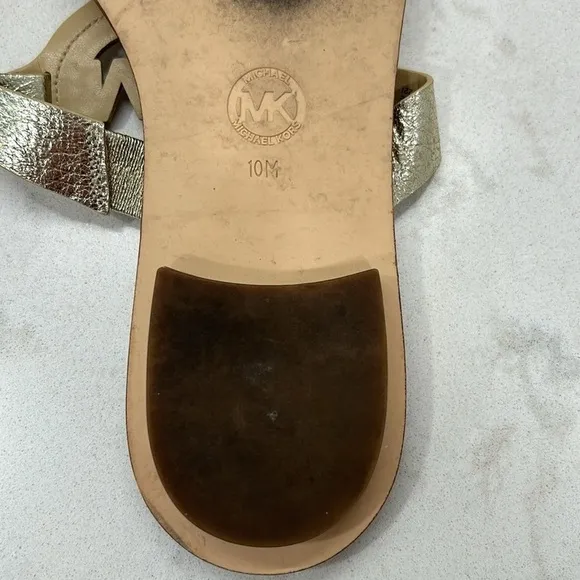 Michael Kors Metallic Gold Melodie Thong Sandal Size 10