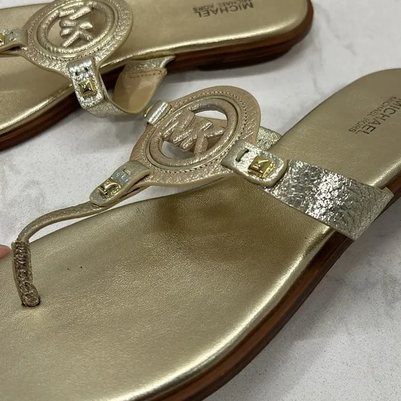 Michael Kors Metallic Gold Melodie Thong Sandal Size 10