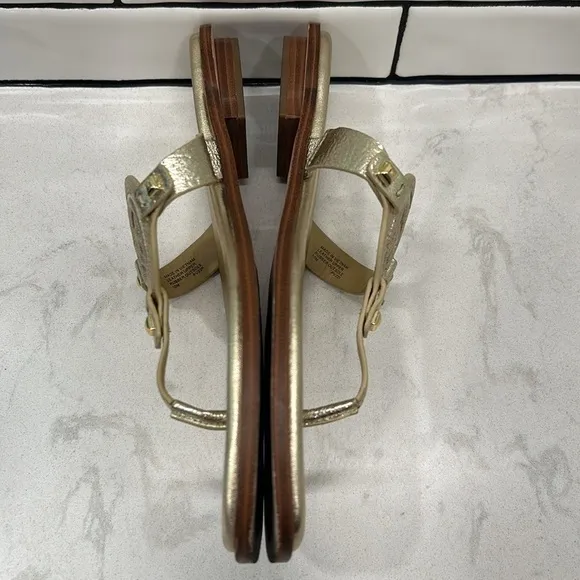 Michael Kors Metallic Gold Melodie Thong Sandal Size 10