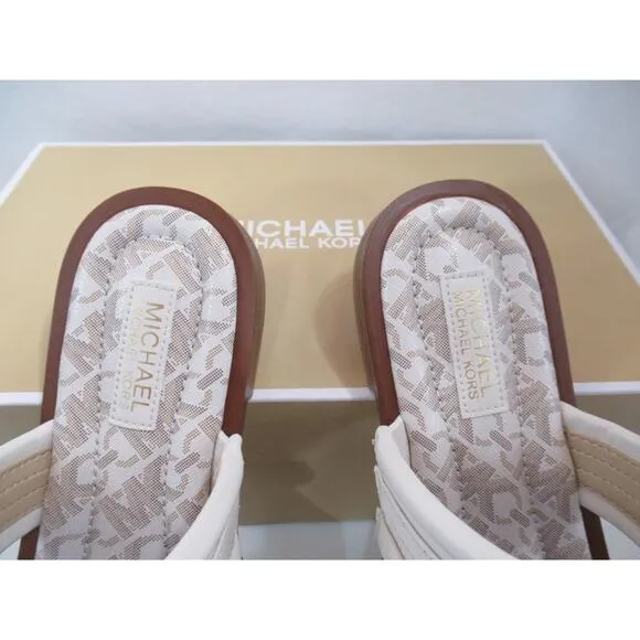 Michael Kors Veronica Flat Thong Sandals Double Strap Light Cream