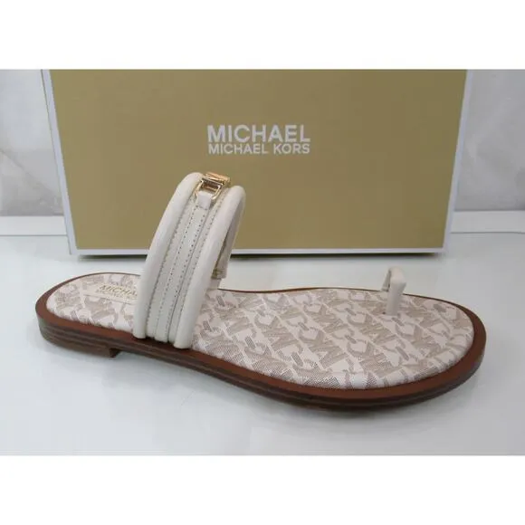 Michael Kors Veronica Flat Thong Sandals Double Strap Light Cream