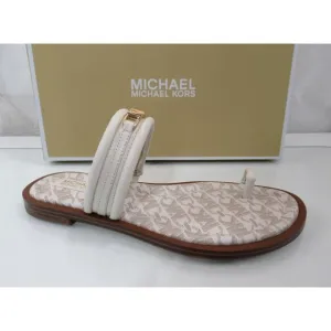 Michael Kors Veronica Flat Thong Sandals Double Strap Light Cream