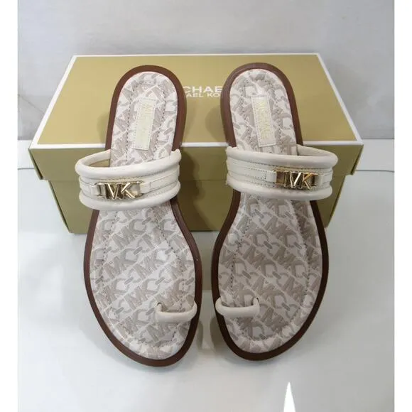Michael Kors Veronica Flat Thong Sandals Double Strap Light Cream