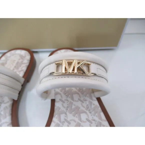 Michael Kors Veronica Flat Thong Sandals Double Strap Light Cream