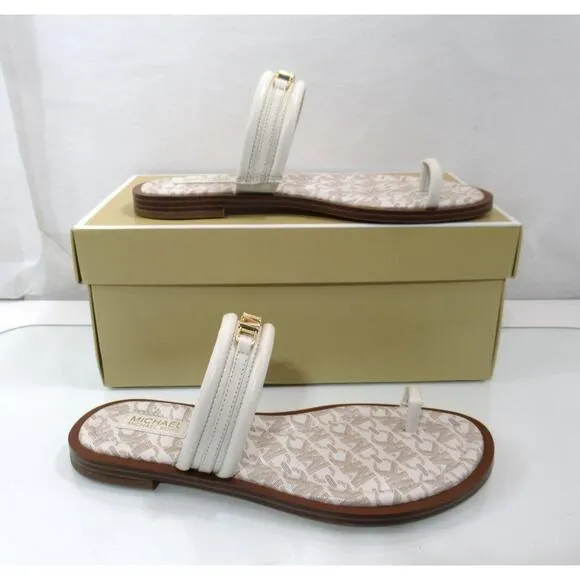 Michael Kors Veronica Flat Thong Sandals Double Strap Light Cream