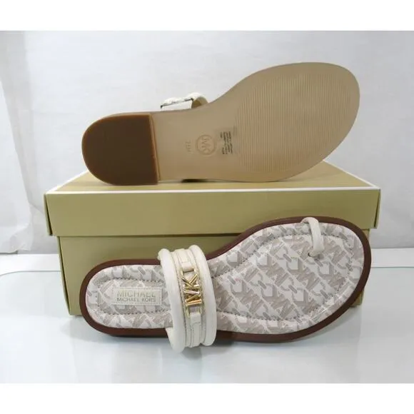 Michael Kors Veronica Flat Thong Sandals Double Strap Light Cream