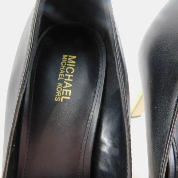 Michael Kors Womens Black and Gold Heels Chantal Platform Pump Size 8 New