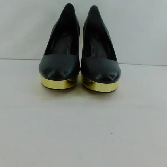 Michael Kors Womens Black and Gold Heels Chantal Platform Pump Size 8 New