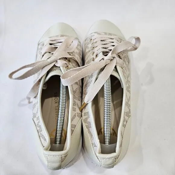 Michael Kors Womens Jet Set Monogram Lace Up Tennis Sneakers 8 Low Top Sporty