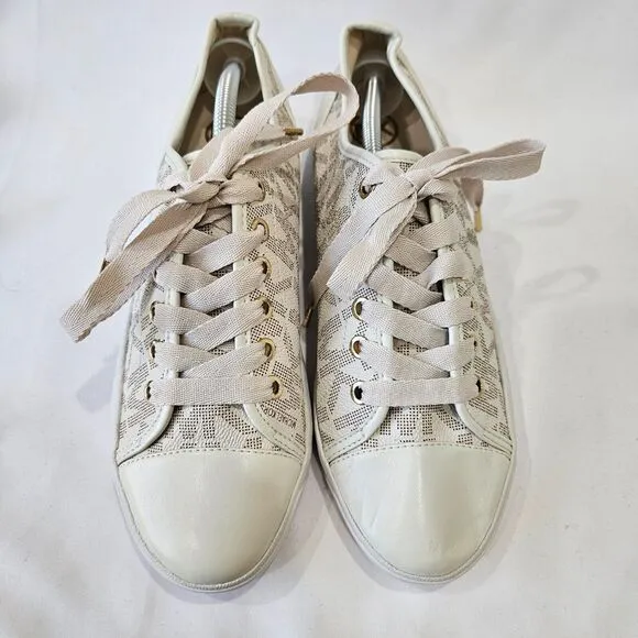 Michael Kors Womens Jet Set Monogram Lace Up Tennis Sneakers 8 Low Top Sporty