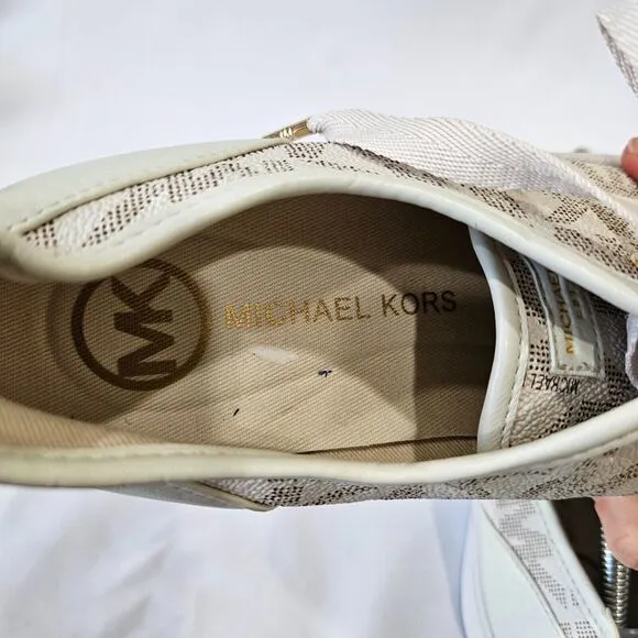 Michael Kors Womens Jet Set Monogram Lace Up Tennis Sneakers 8 Low Top Sporty