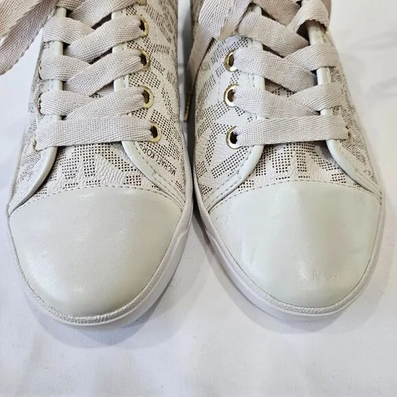 Michael Kors Womens Jet Set Monogram Lace Up Tennis Sneakers 8 Low Top Sporty