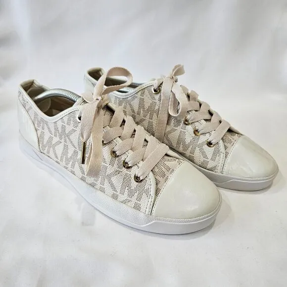 Michael Kors Womens Jet Set Monogram Lace Up Tennis Sneakers 8 Low Top Sporty