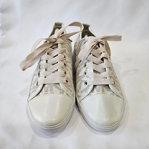 Michael Kors Womens Jet Set Monogram Lace Up Tennis Sneakers 8 Low Top Sporty
