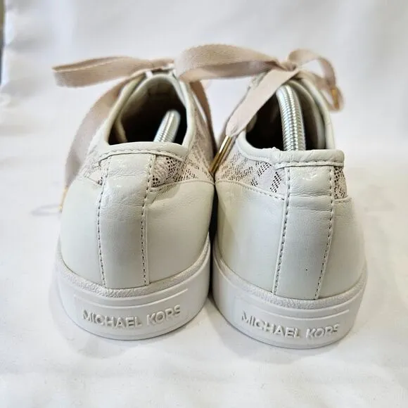 Michael Kors Womens Jet Set Monogram Lace Up Tennis Sneakers 8 Low Top Sporty