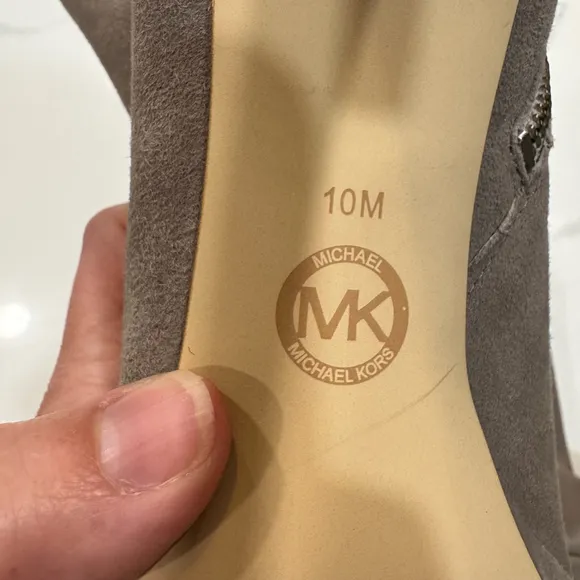 Michael Kors Women's Sammy Platform Heel Boots Tan/Gray Suede Size 10