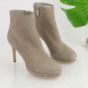 Michael Kors Women's Sammy Platform Heel Boots Tan/Gray Suede Size 10