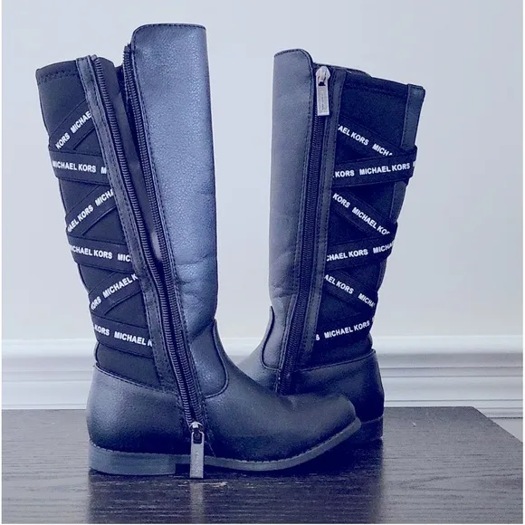 MICHAEL Michael Kors Black Leather Boots Toddler Riding Boots