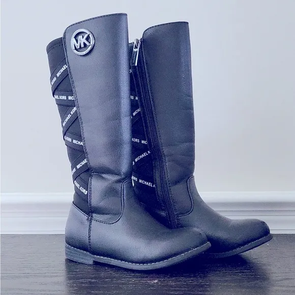 MICHAEL Michael Kors Black Leather Boots Toddler Riding Boots