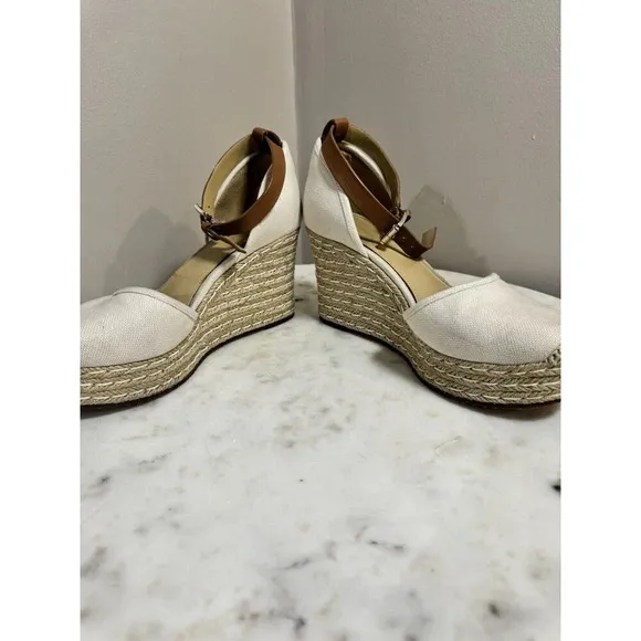 MICHAEL Michael Kors Kendrick Wedge Espadrilles, Light Cream, 7M EUC