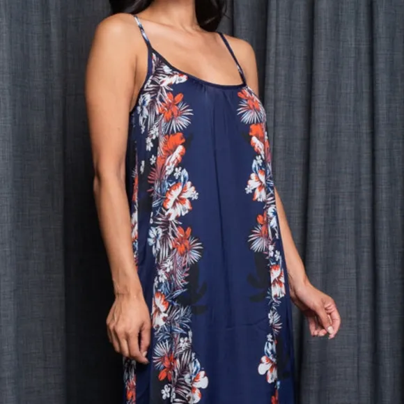 Midnight Blossom Satin Maxi Dress