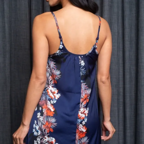 Midnight Blossom Satin Maxi Dress