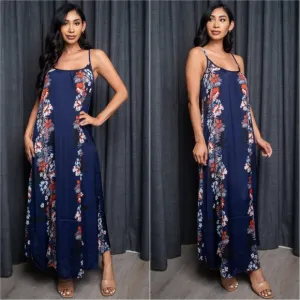 Midnight Blossom Satin Maxi Dress