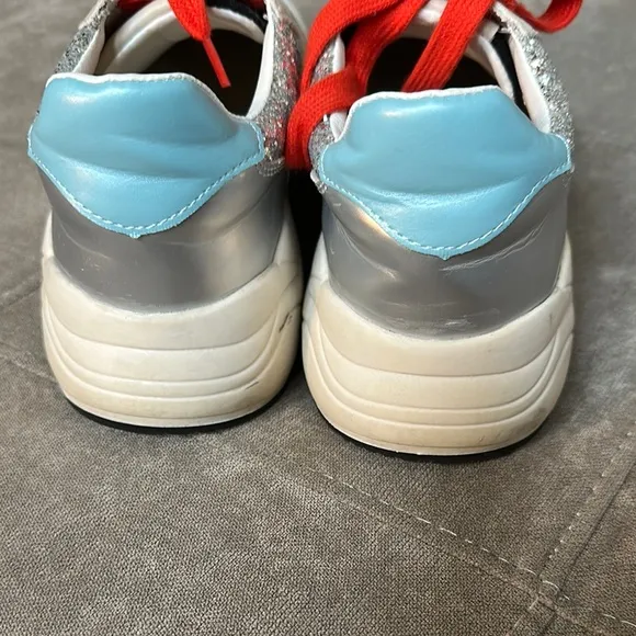 Mi.iM Silver Red Retro Sneakers with Glitter Accents