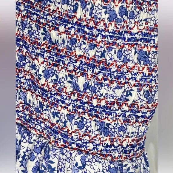 Mille $368 Garden Smocked Floral Sleeveless Vacation MaxiCottage Dress M