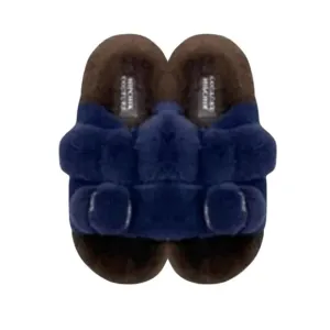 Mink Slide Sandals Shoes - Brown ‘n’ Navy